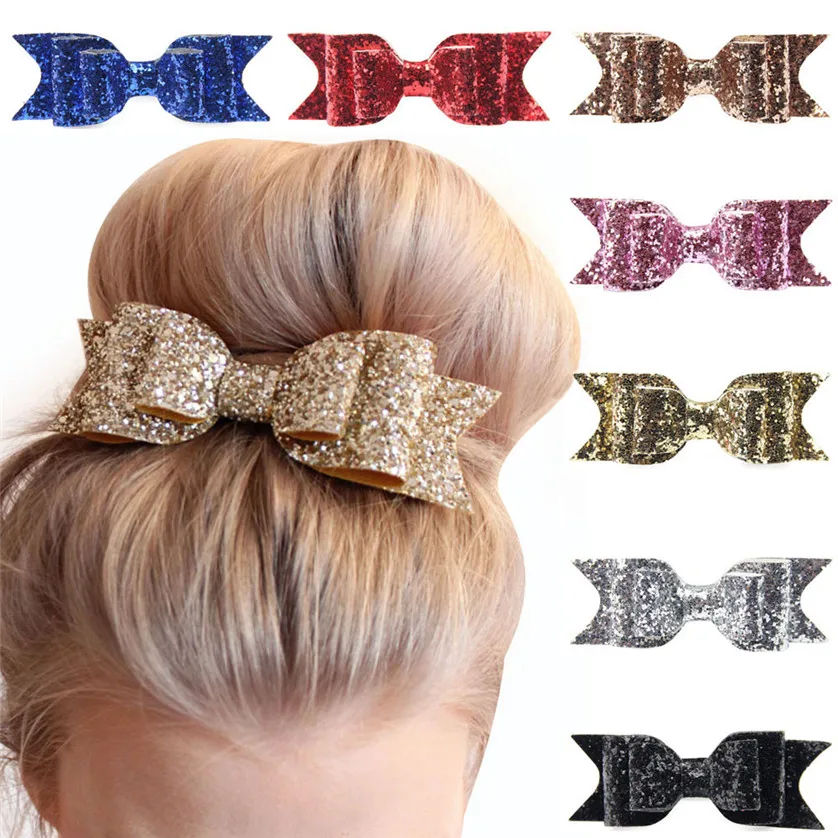 

Tonsee Wholesale Girls Sequins Bowknot Hairpin Headdress