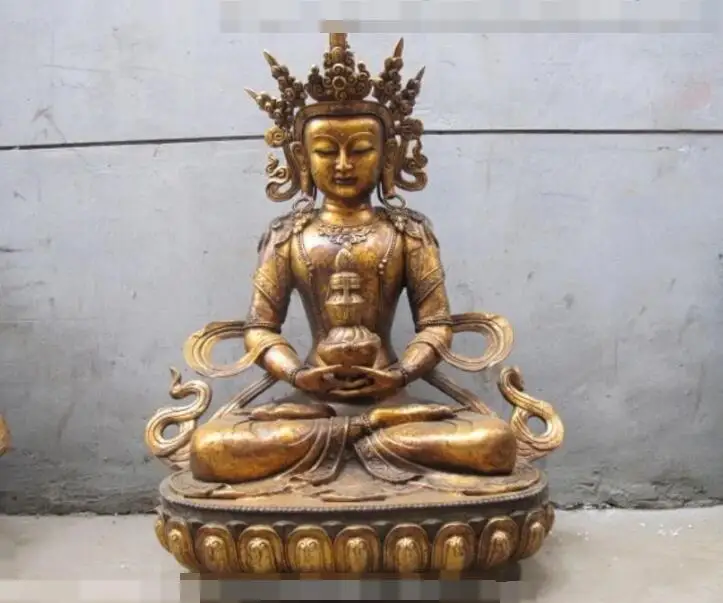 

S03727 39"Large Tibet Religion Bronze Amitayus Buddha Buddhism kwan yin Statue