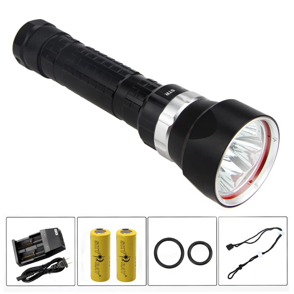 Waterproof 6000Lm 4xLED L2 Powerful 100M Underwater Diving Flashlight