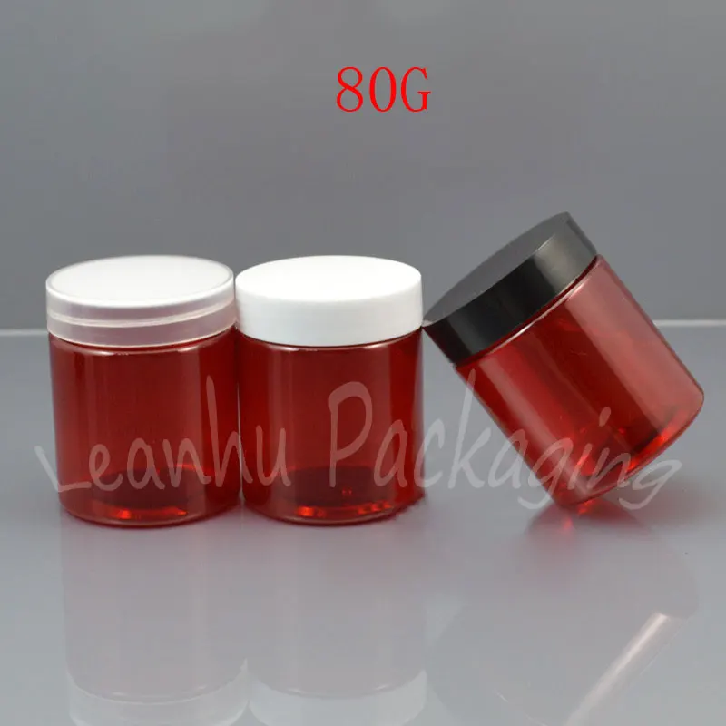 

80G Red Empty Plastic Cream Jar , 80CC Mask / Cream Packaging Jar , Empty Cosmetic Container , Makeup Sub-bottling ( 50 PC/Lot )