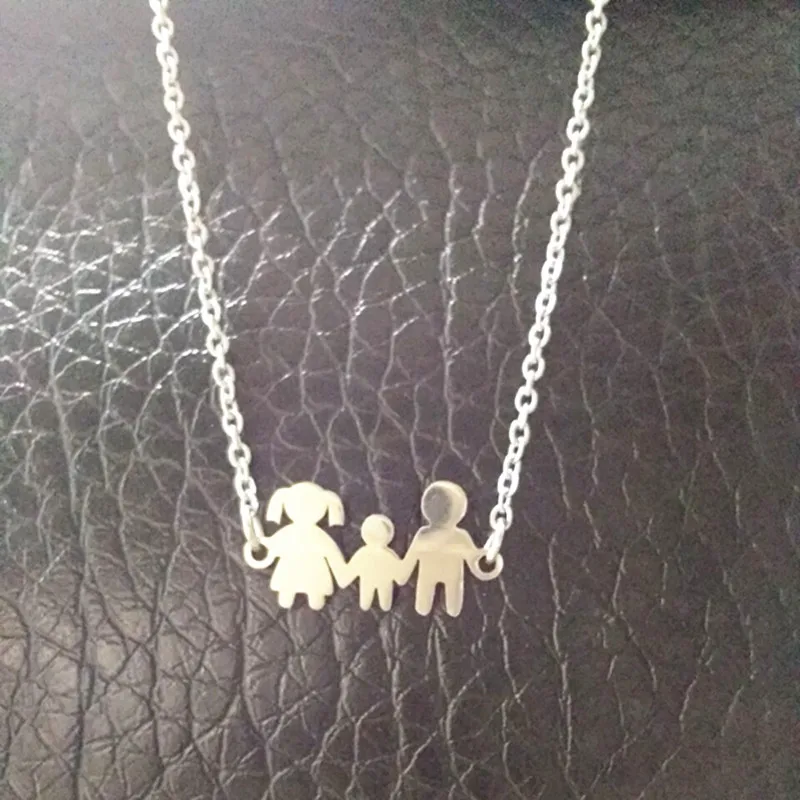 

Mama Girl Boy Doll Pendant Necklaces Kid Stainless Steel Necklace for Women Jewelry Neckless gift collares joyeria