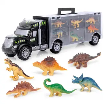 

Baby Animals Diecast Car toy Simulation Transport Car Carrier Truck with Dinosaur Toy Model Educational Kids Toys for children