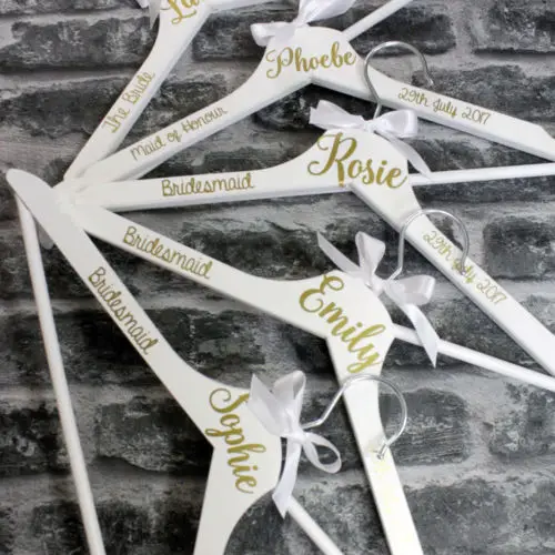 Personalised Printed Wooden Wedding Bridesmaid Bride Dress Hangers