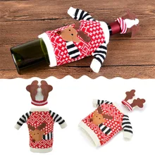 2 sets/pack Wine Bottle Cover Elk Wine Gift Bags by Generic for Christmas Home Party Decoration, One Size