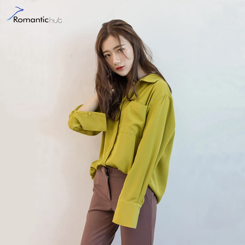 Fashion Wanita Blus Eksklusif Kustom Retro Longgar Kasual Padat Lengan Panjang Chiffon Baju Korea Style 2017 Pocket Polo Neck Top Polo Neck Tops Women Blouseswomen Blouse Fashion Aliexpress