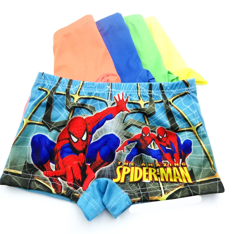 10pcs/Lot Boys Boxer Briefs Kids Underwear Baby Boy Underpants Cartoon Spiderman Soft Children Panties 3-11years Super Hero