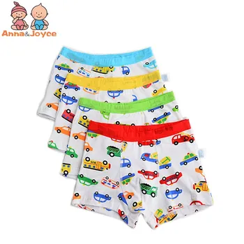 

4 Pcs/lot New Boys Fashion Underwear Cartoon Printing Cotton Breathable Pants Kids Shorts suit 2-10years