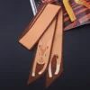 2018 New Design  Animal panda tiger dog  rabbit Silk Scarf Women Brand Scarf Handle Bag Ribbons headband Handle Bag wholesale 3