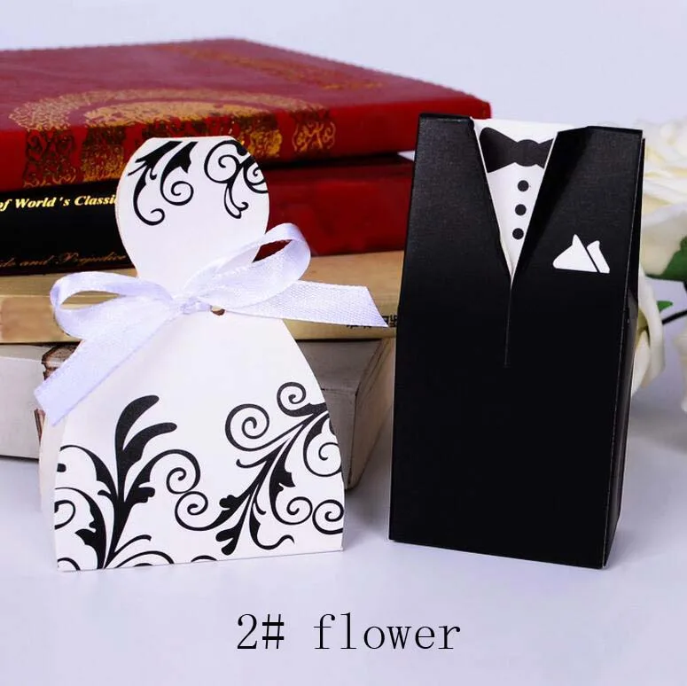 

white black flower suit dress candy chocolate gift box for wedding birthday tea party favor decoration Wh