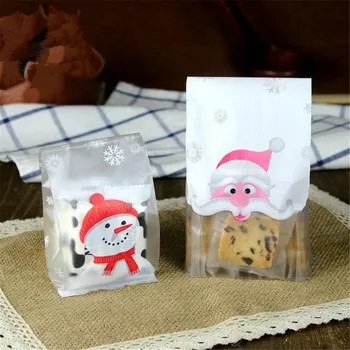 

Christmas Gift Favor Treat Bags With Stickers For Cookie, Candy, Cake, Bakery Packaging Decorating Supplies, 100 Counts