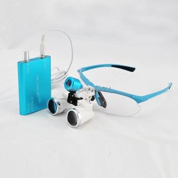 

3.5X320mm Blue Dentist Dental magnifier Surgical Medical Binocular Loupes with portable LED headlight lamp FREE SHIPPING U8