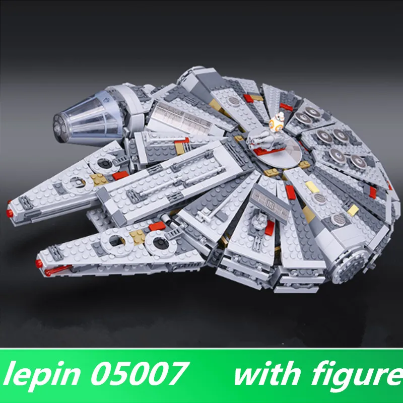 

LEPIN 05007 LEPIN Star 1381pcs Wars Building Blocks Force Millennium Awakens Falcon Model Rey BB toy 8 Educational DIY toy 75105