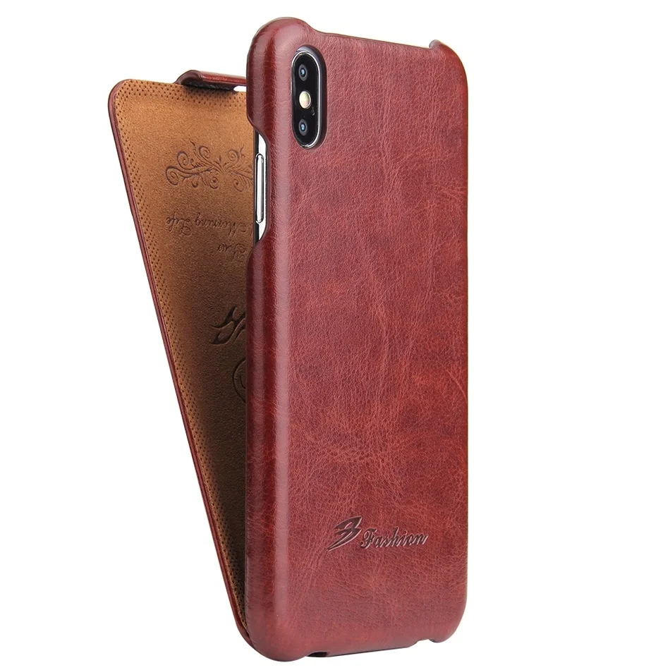 Premium Vertical Flip Genuine Leather Cover Case