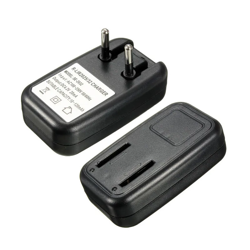 

1pc AC100-250V Coin battery charger Black Button Cell Battery Travel Charger For LIR2032 2025 EU Plug