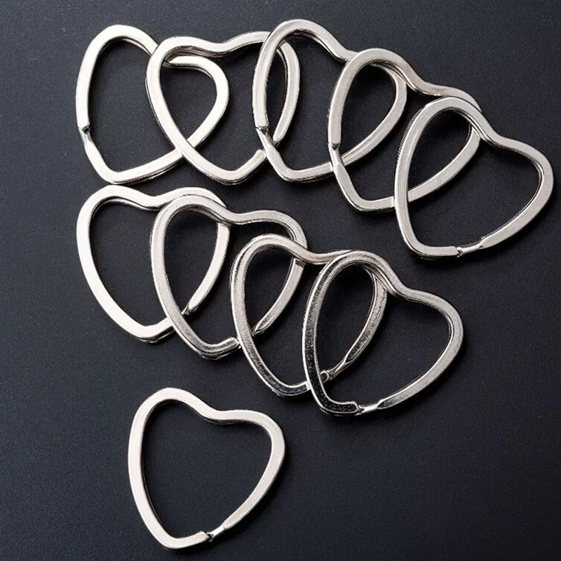 

10PCS DIY Heart Metal Key Holder Split Rings Keyring Keychain Hoop Loop