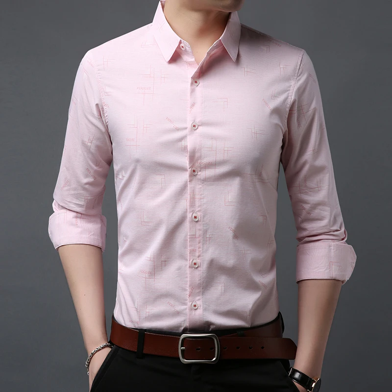 Мужская рубашка с длинным рукавом Slim fit рубашки Весна Новые повседневные мужские Топы Рубашки 8639
