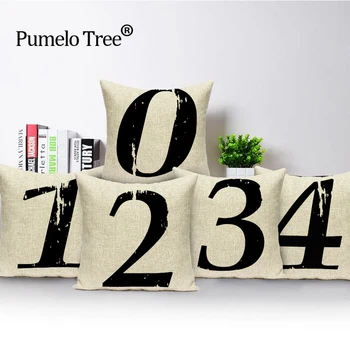 

Customized Photo Bed Sofa Home Decor Arabic Numerals Numbers Decorative Throw Pillow Cover Case Cotton Linen Cushion Cover