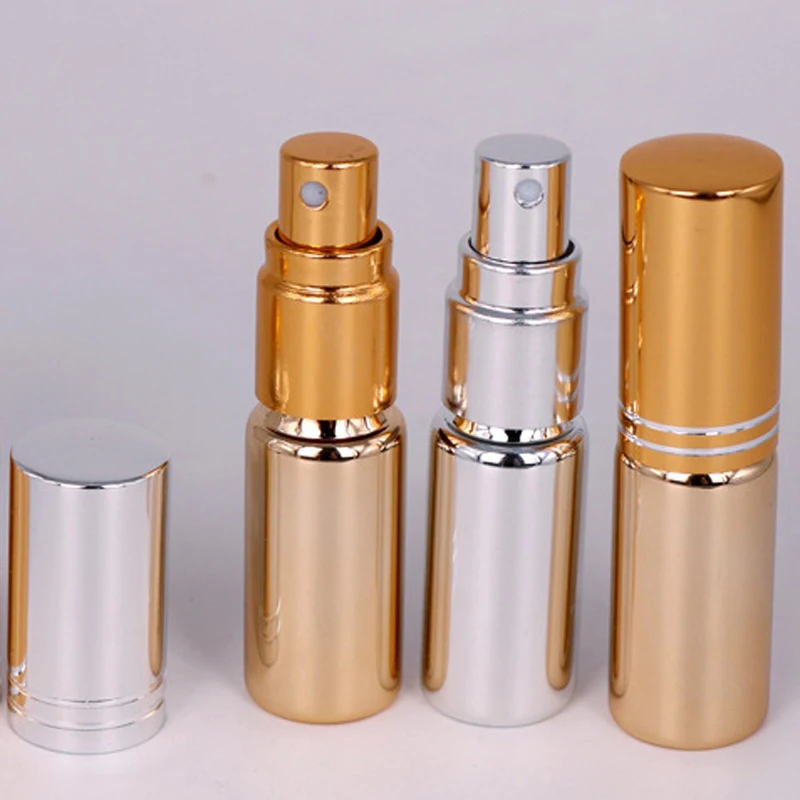 

Gold 5ml Mini Portable Refillable Perfume Atomizer Travel Empty Glass Vial Spray Bottles Water Container Packing Parfum 500pcs