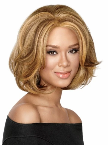 Monder Bob Synthetic Wigs Short Layered Wavy Hair Brown Wig For