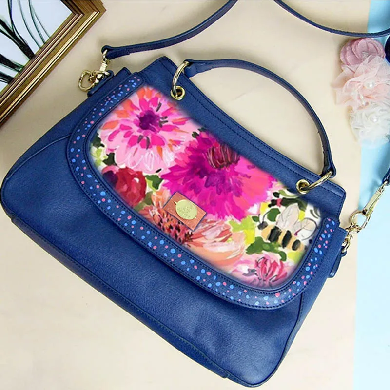 

Printing Flowers Real Cowskin Genuine Leather pink cute crossbody bags for women 2018 New girls leather Messenger Shoulder Bag