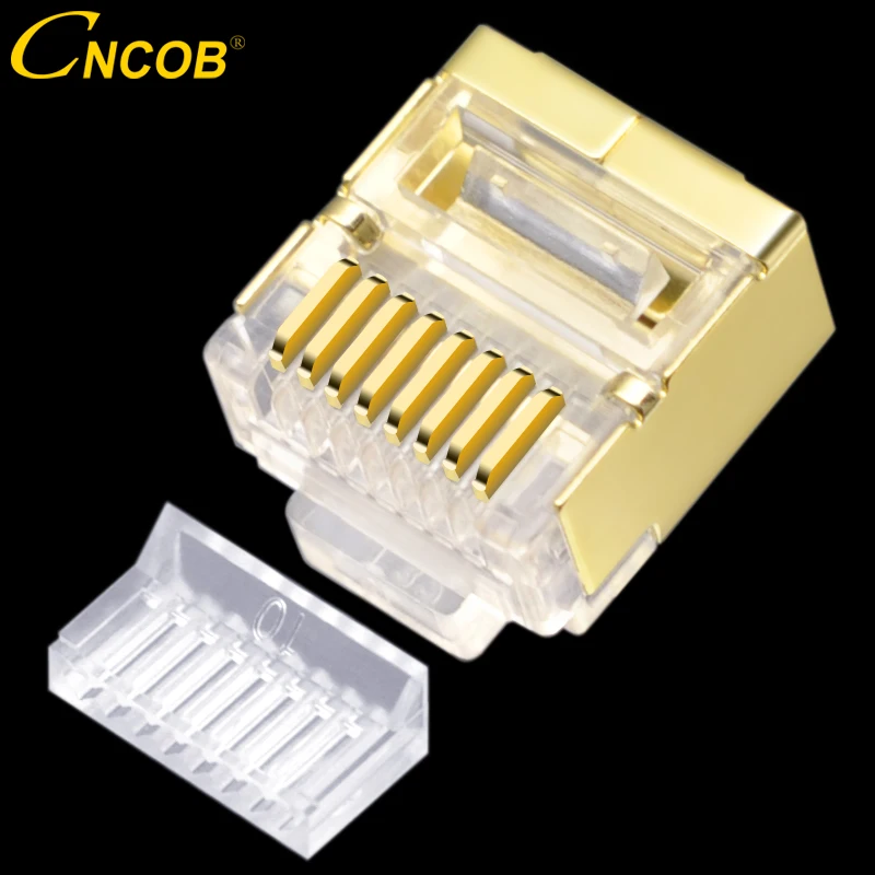 CNCOB Cat6 FTP Gold-Plated Copper Shell RJ45 Ethernet Connector Modular Computer Network Plug Gigabit 50pcs