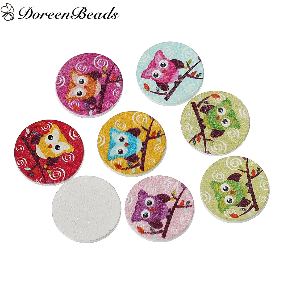 Wood Embellishments Findings Round At Random Owl Halloween Pattern 20.0mm 100 PCs 2016 new | Украшения и аксессуары