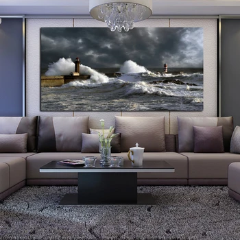 

Custom Size Spectacular Ocean Storm Canvas Paintings Huge Waves Posters Prints Sea Wall Art Pictures for Living Room Home Decor