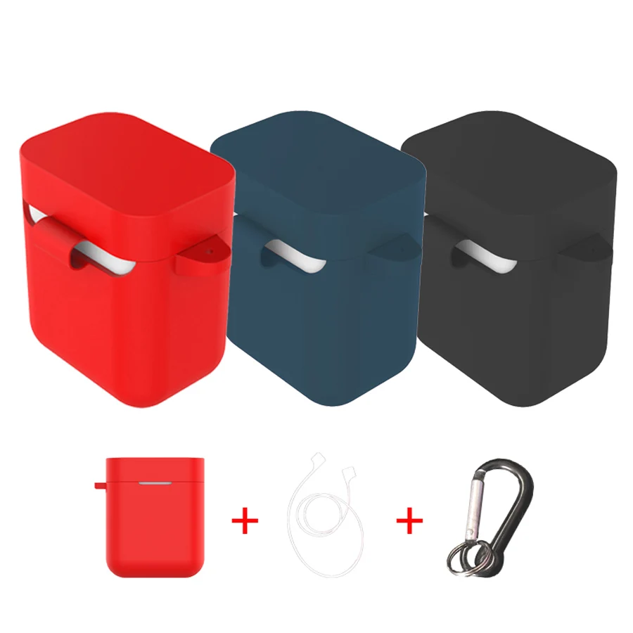 

1 Set Earphone Case for Xiaomi Airdots Pro AIR TWS Bluetooth Wireless Headset Protective Cover+Anti-lost Strap+Carabiner Hook