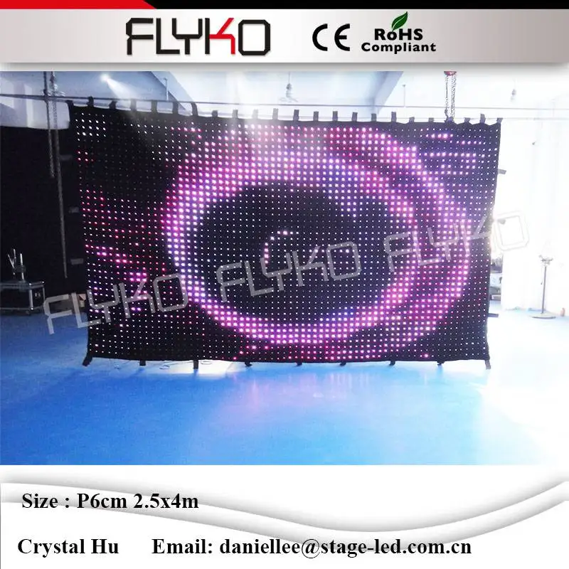 

Clear great show led video curtain home backdrop decorative with programmable DMX controller P60mm 2.5x4m