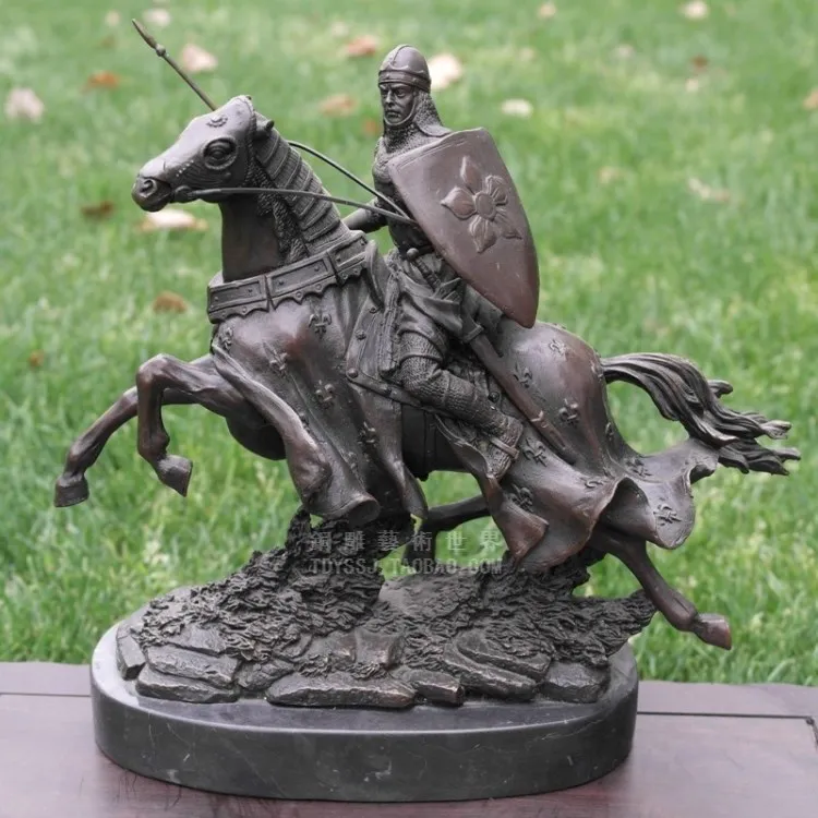 Knight armor of medieval Europe style bronze sculpture horse plastic