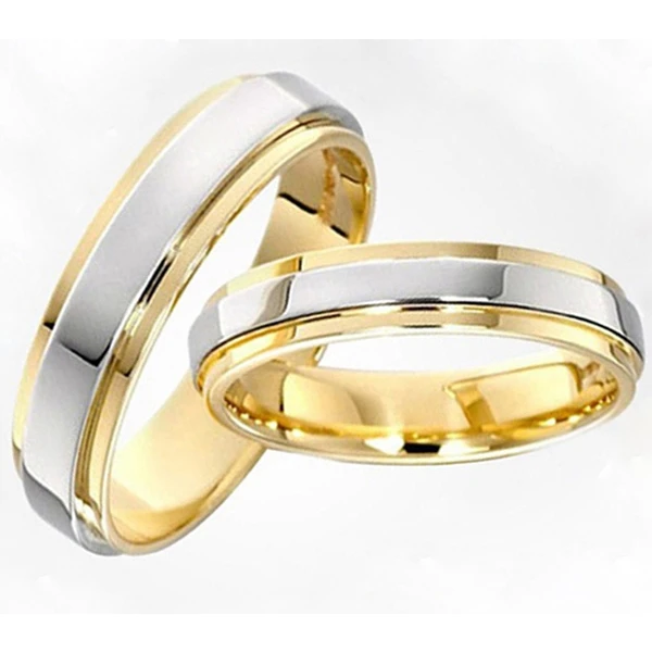 Two Tone Gold And Platinum Plated His And Hers Engagement Wedding