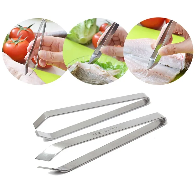 Stainless Steel Fish Bone Remover Pincer Puller Tweezer Tongs Pick Up