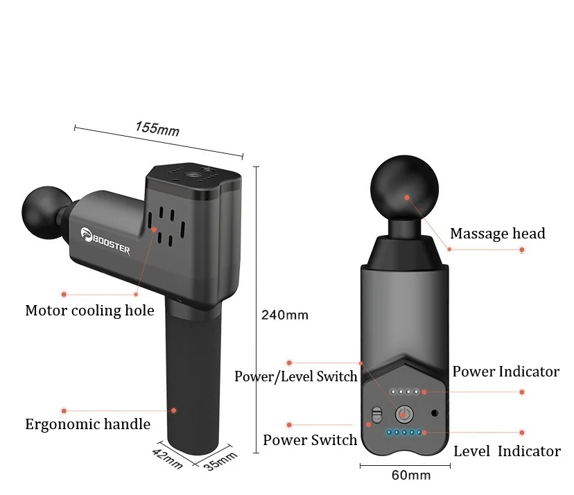 Портативный усилитель низкий уровень шума массаж мышц пистолет ГЛУБОКАЯ ТЕРАПИЯ тканей 5 уровней скорости боли расслабляющий массажер