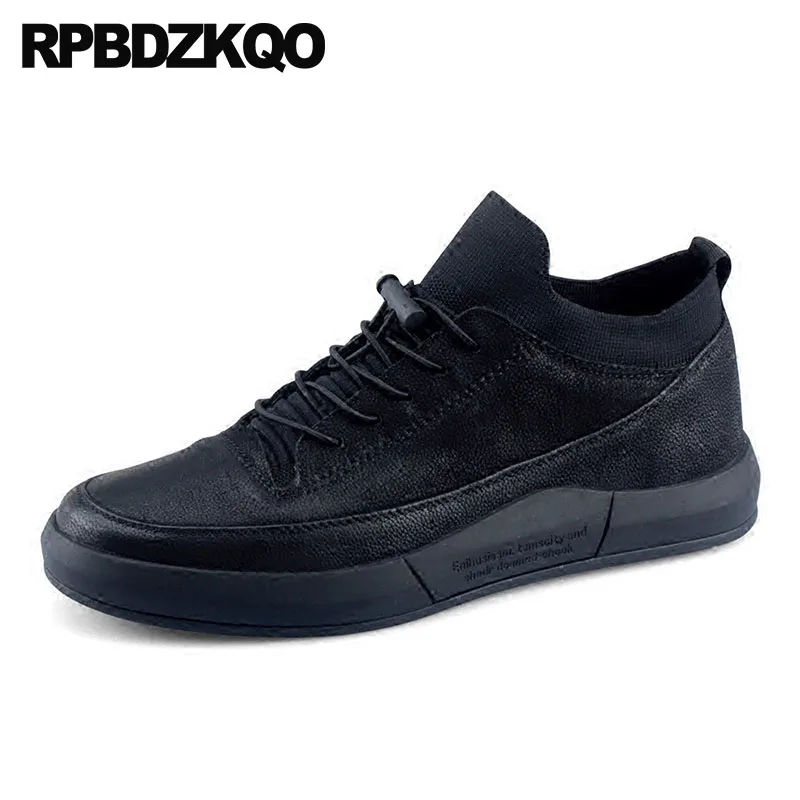 

lace up real leather shoes skate genuine flats cow skin runway black casual men sneakers luxury brand european winter trainers