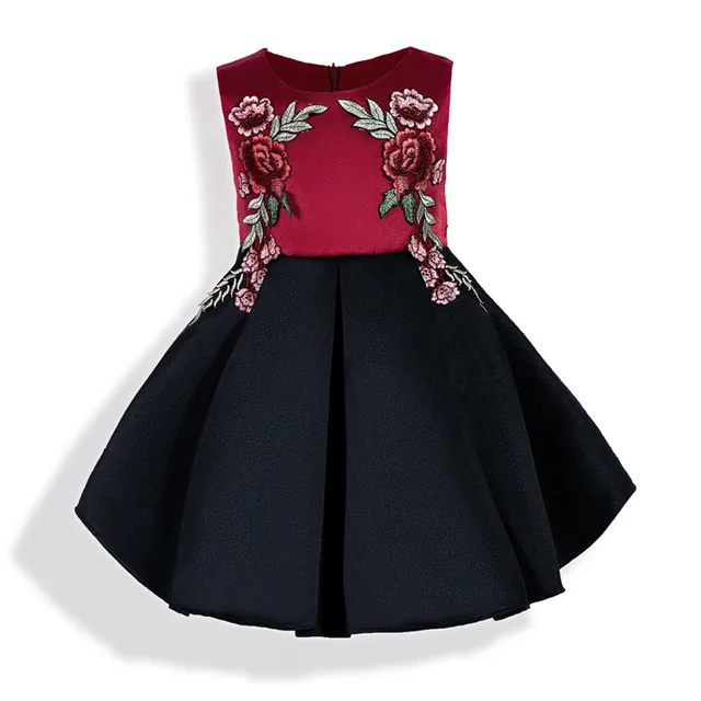 Black Appliques Flower Girl Dress