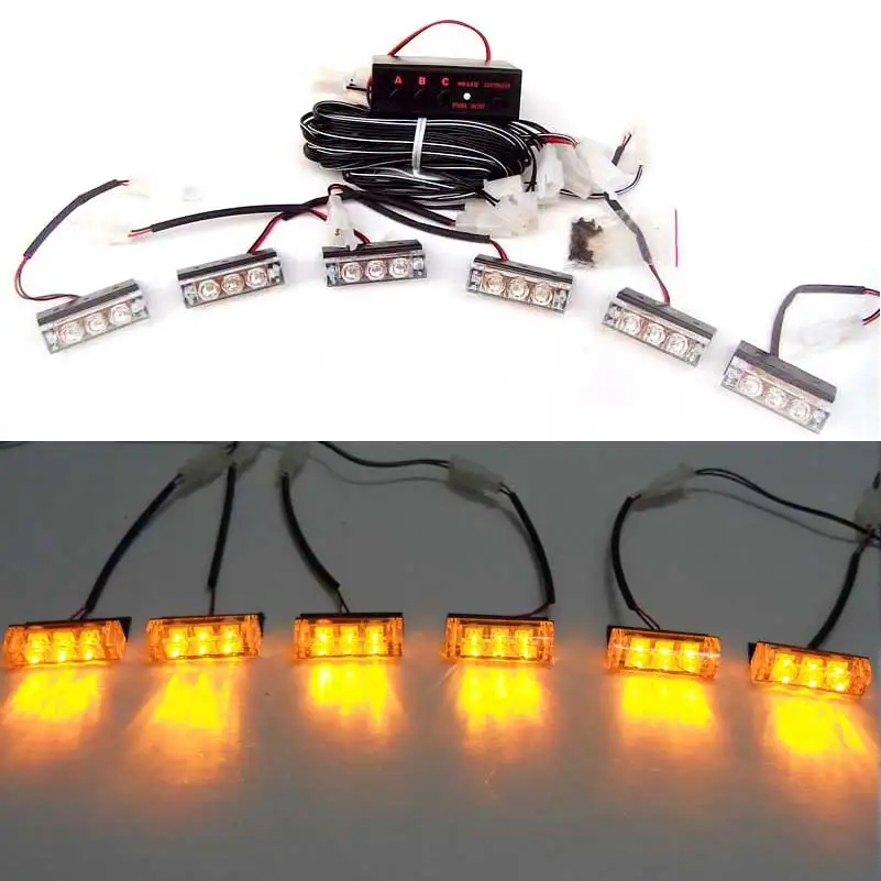 

3 Modes Car 6x3 18 LED White Flashing Emergency Strobe Flash Light 6*3 12LED Amber Red Blue White Green