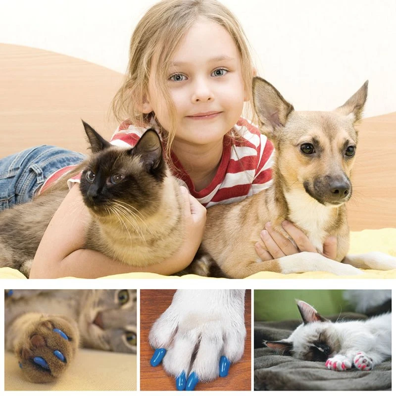 Красочные Мягкие Резиновые 20 шт./упак. собаки кошки котенок лапа Управление забота о когтях расходные материалы для ногтей заглушки для защиты детей от негативных последствий