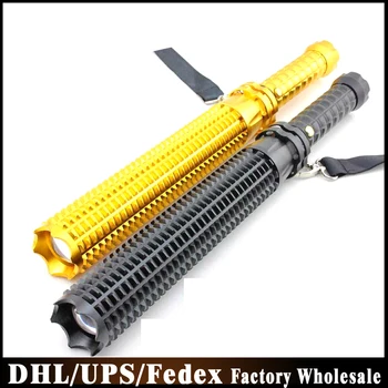 

(wholesale) 100pcs/lot LED FLASHLIGHT CREE Q5 3-mode Spiked Mace Baseball Bat LED Torch Light Security Tactical Flashlight
