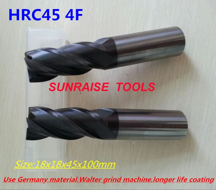 

D18mm x 100mm length CNC tools Carbide Square End Mill 2 or 4 flutes HRC45 With coating free shipping good quality 10pcs