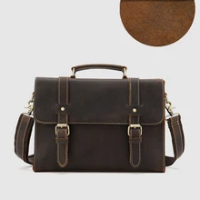 CARANFIER Мужские портфели Crazy Horse из натуральной кожи, деловые сумки, тоут, винтажные мужские сумки для ноутбука, компьютера, путешествий, сумки с клапаном и карманами