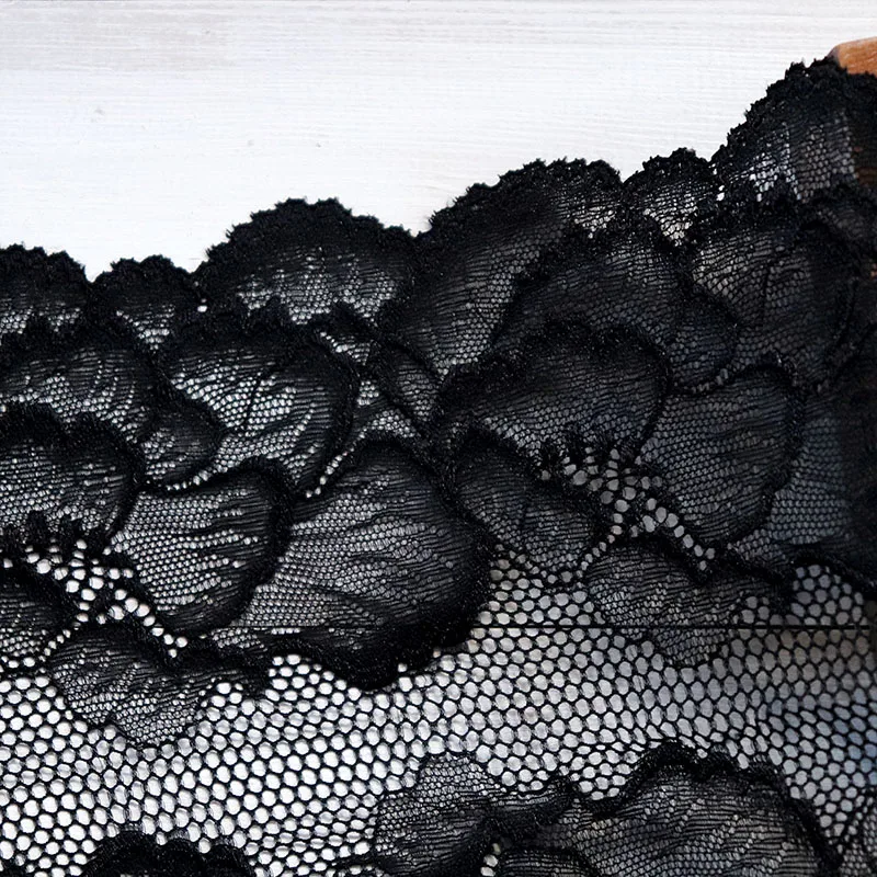 1 ярд черно-белая кружевная отделка Лента вышитая эластичная кружевная ткань DIY ремесла Швейные аксессуары свадебные принадлежности для волос