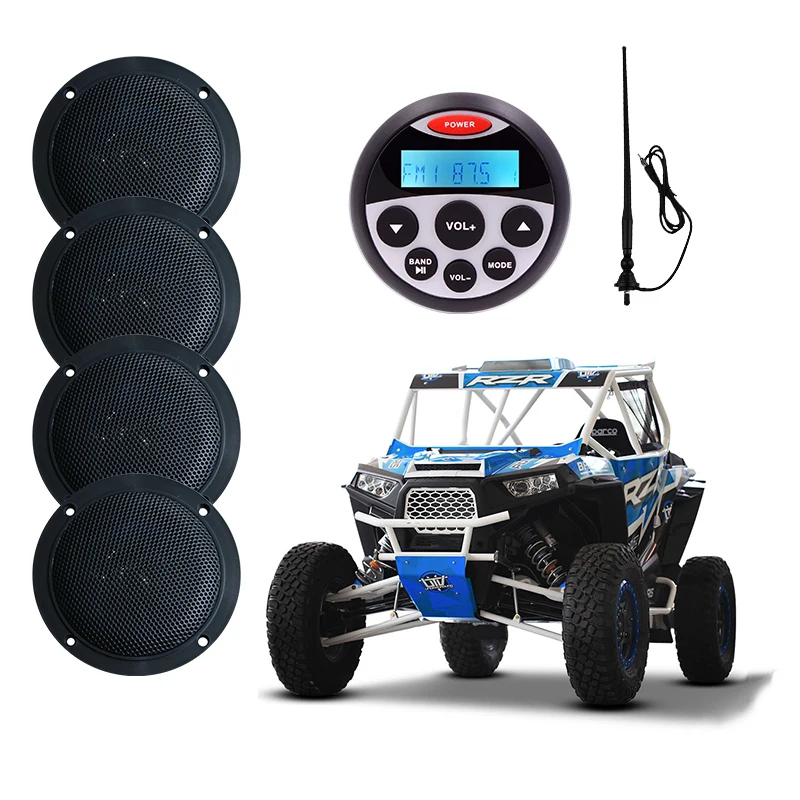 

HASDA Marine Stereo Boat Audio Bluetooth Radio FM AM MP3 Player for Motorcycle Auto ATV UTV 4" Waterproof Speaker Radio Antenna