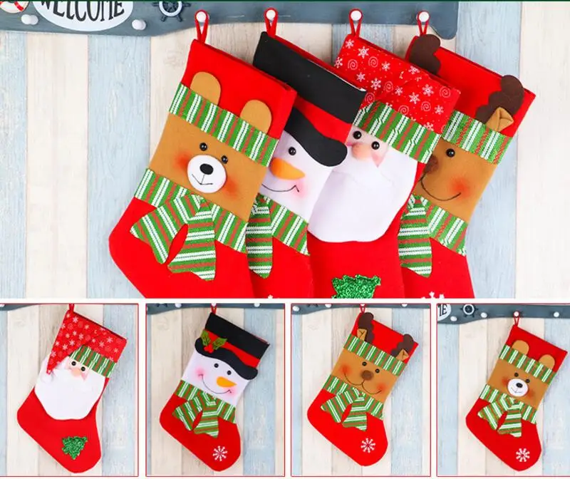 Рождественские носки с подвеской ткани небольшой сапоги с орнаментом Рождественский узор вечерние украшения дома подарок мешок носки
