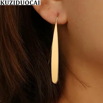 

Kuziduocai New Fashion Jewelry Punk Strip Shape Concise Metal Statement Drop Earrings For Women Gift Brincos Pendientes E-2030