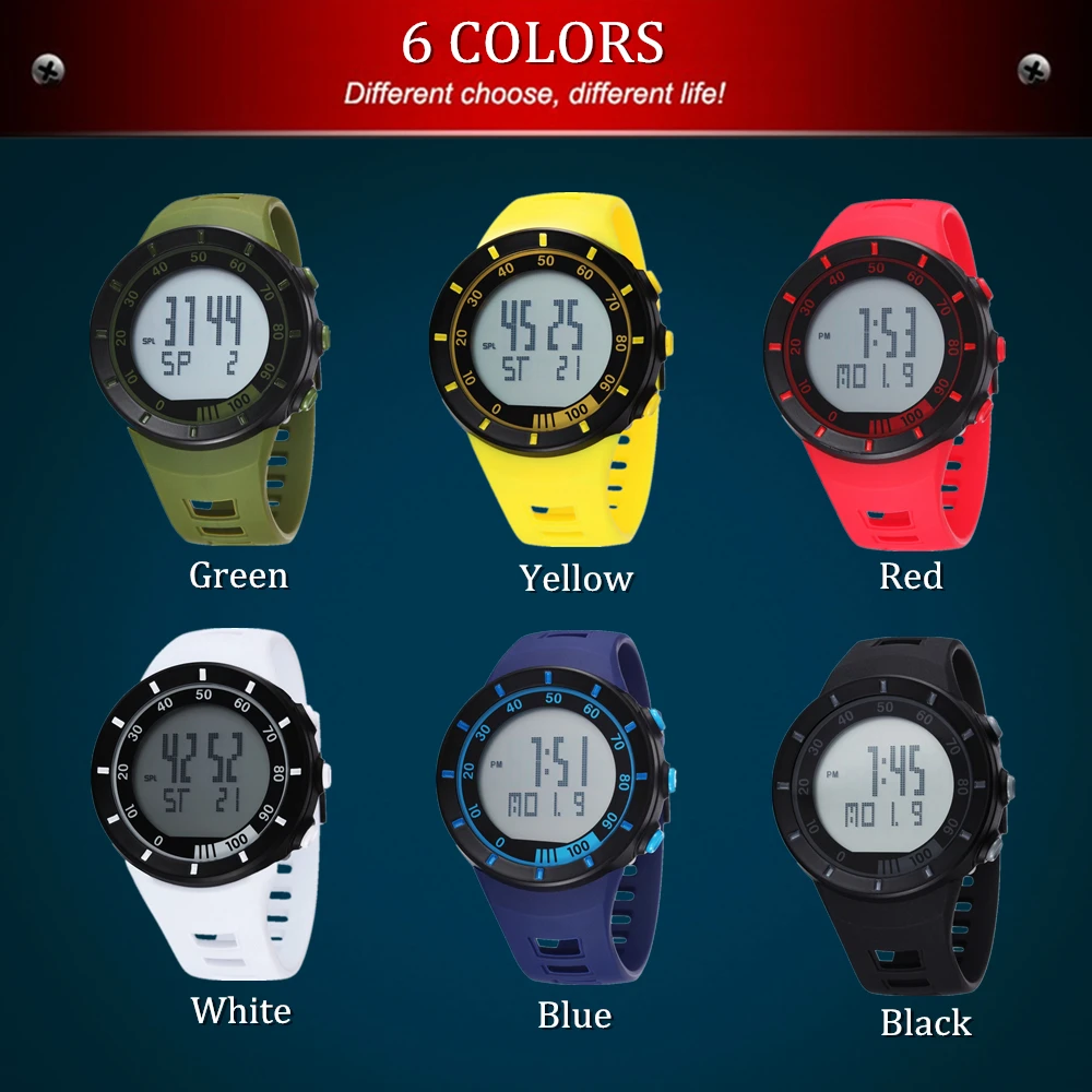 Новинка OHSEN брендовые ЖК Цифровые мужские и женские спортивные часы 50 м водонепроницаемые модные желтые резиновые наручные часы подарки