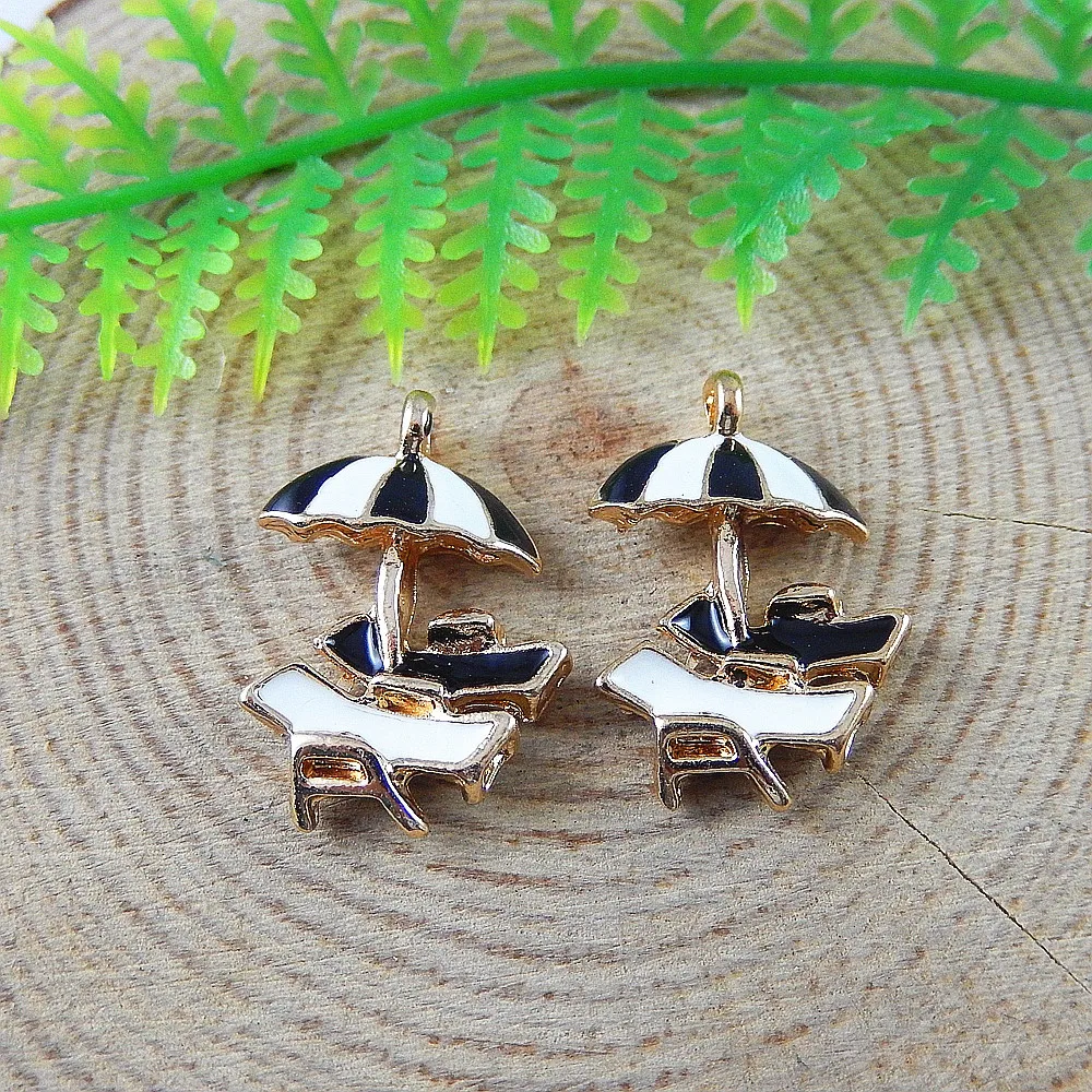 10pcs/lot Gold Creative Jewelry Enamel Beach Chairs Necklace Pendant 21