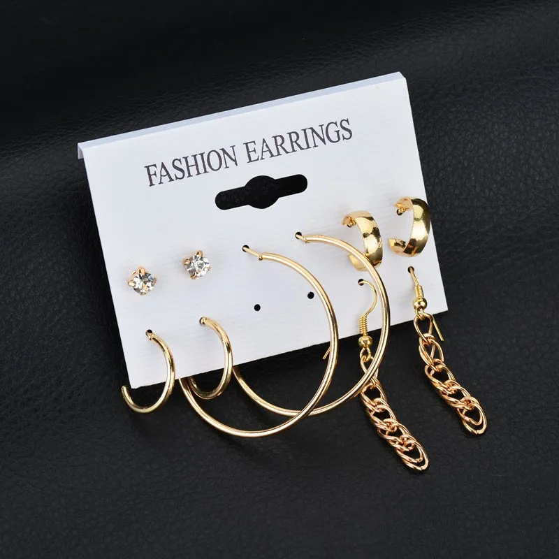 Modyle 5 пар/компл. модные серьги золотые Цвет геометрические длинные серьги с ниспадающими кисточками для Для женщин - Окраска металла: 62482