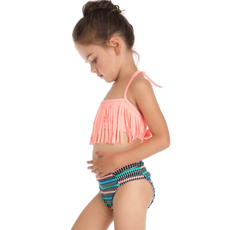 Mujer Tassel Swimsuit Sexy Bikini High Waist Swimsuits Floral Sling Striped Parent Child Bikini Set Biquinis Feminino Bikini 6