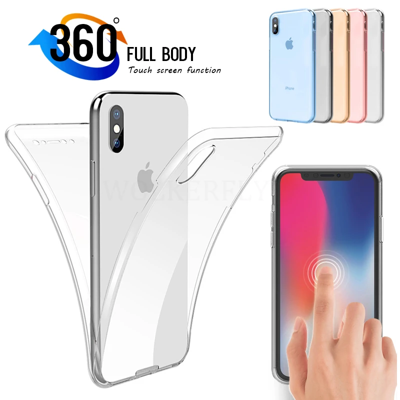 Передняя и задняя 360 градусов полный корпус защитный чехол для iPhone 5 5S SE 6 Plus 6S 7 8 X XS