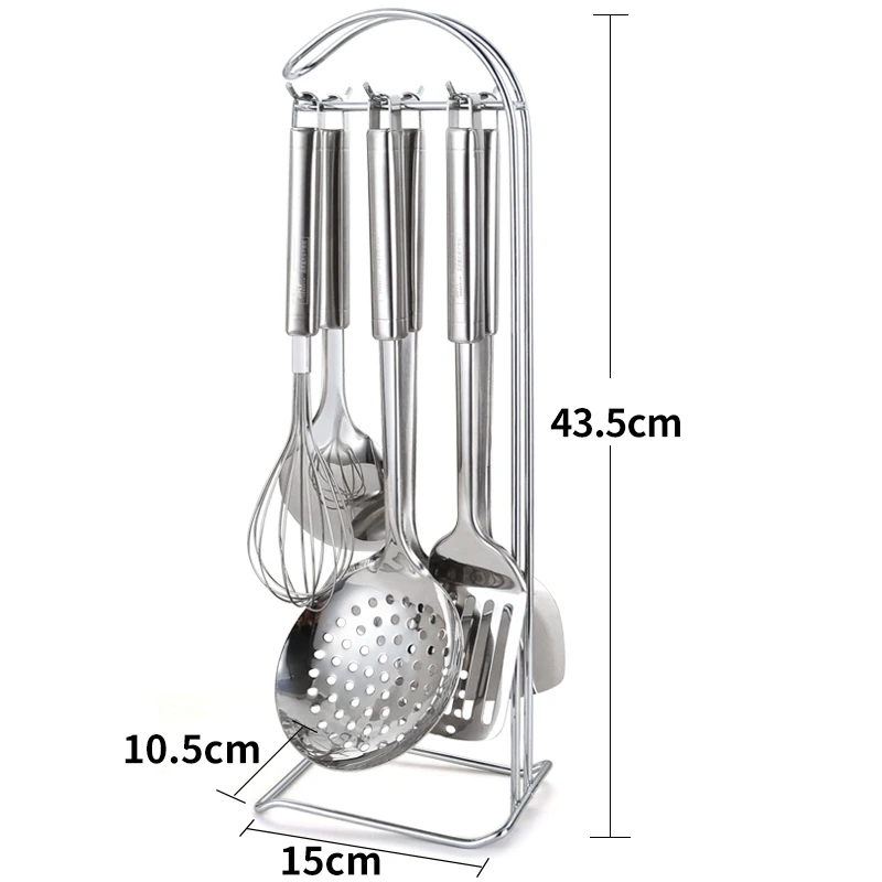 7 Pcs/Set Multifunction Stainless Steel Kitchen Utensil Set Green Handle Cooking Tools Set Ladle